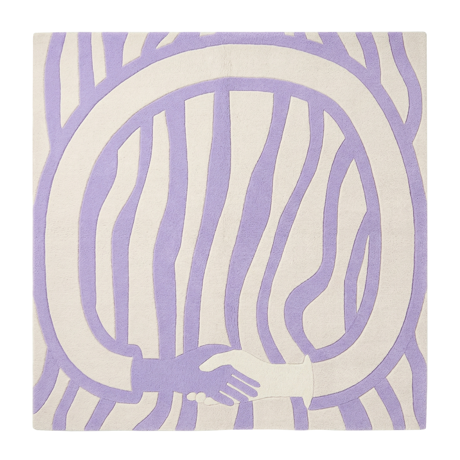 Rug with purple abstract design on a white background