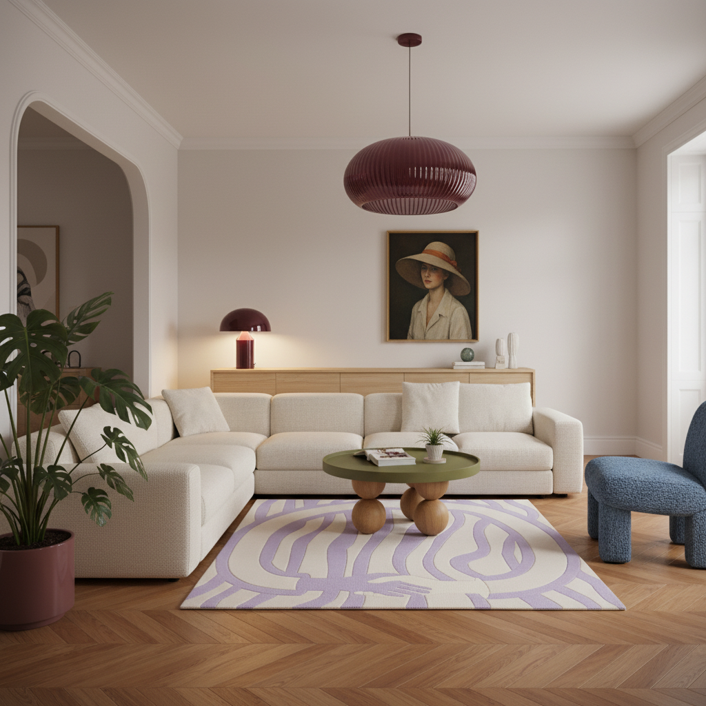 Pastel Handshake Loop Square Hand Tufted Wool Rug