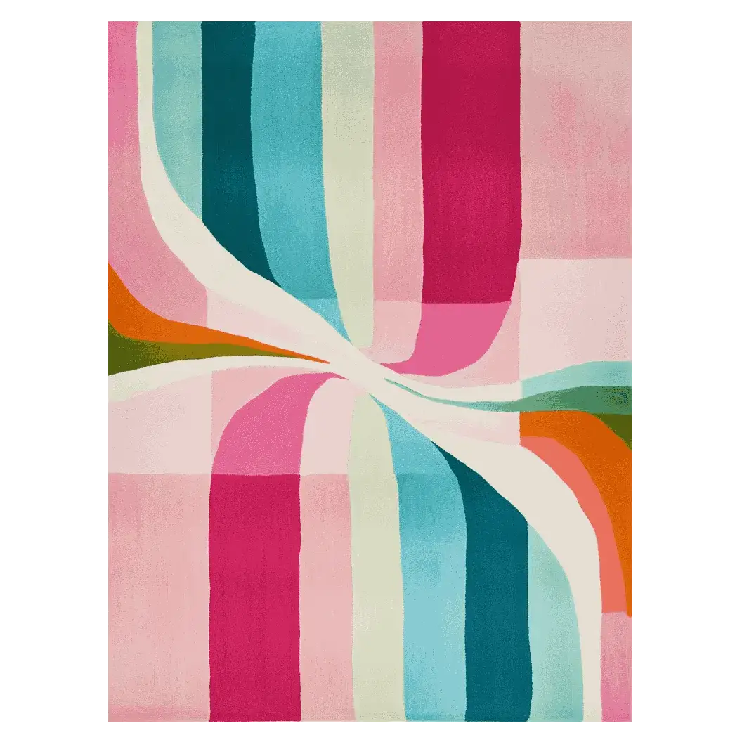 Pastel Motion Grid Hand Tufted Rug