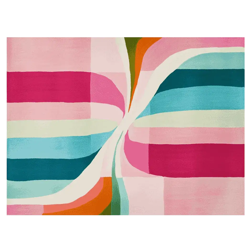 Pastel Motion Grid Hand Tufted Rug