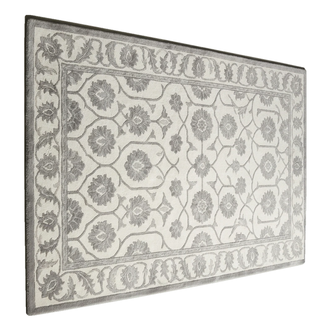 Pearl Lattice Bloom Hand Tufted Wool Rug - alternate view