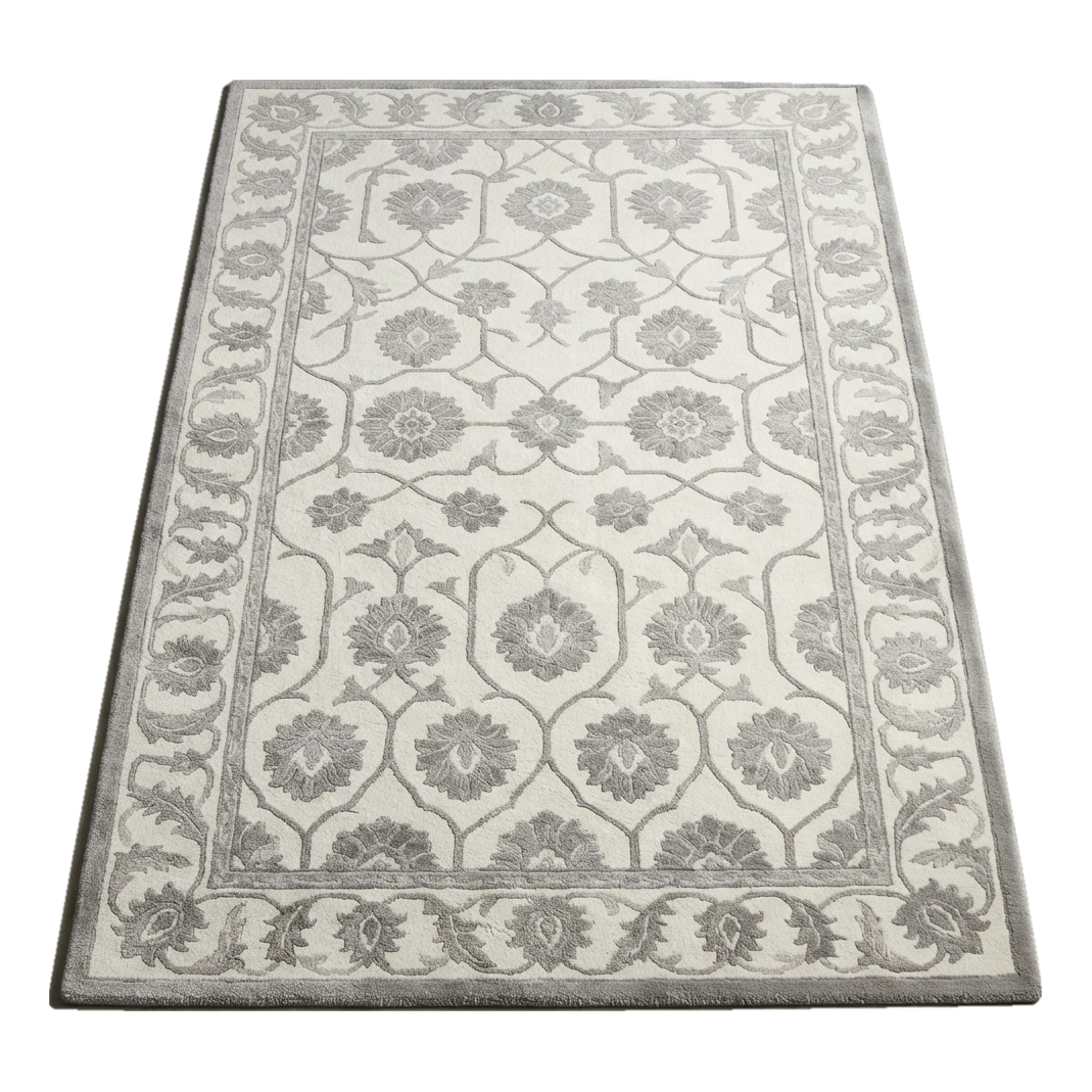 Pearl Lattice Bloom Hand Tufted Wool Rug