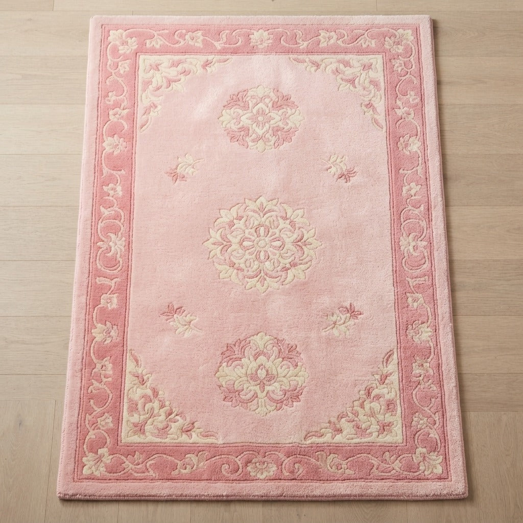Peony Blush Reverie Hand Tufted Wool Rug - studio photo