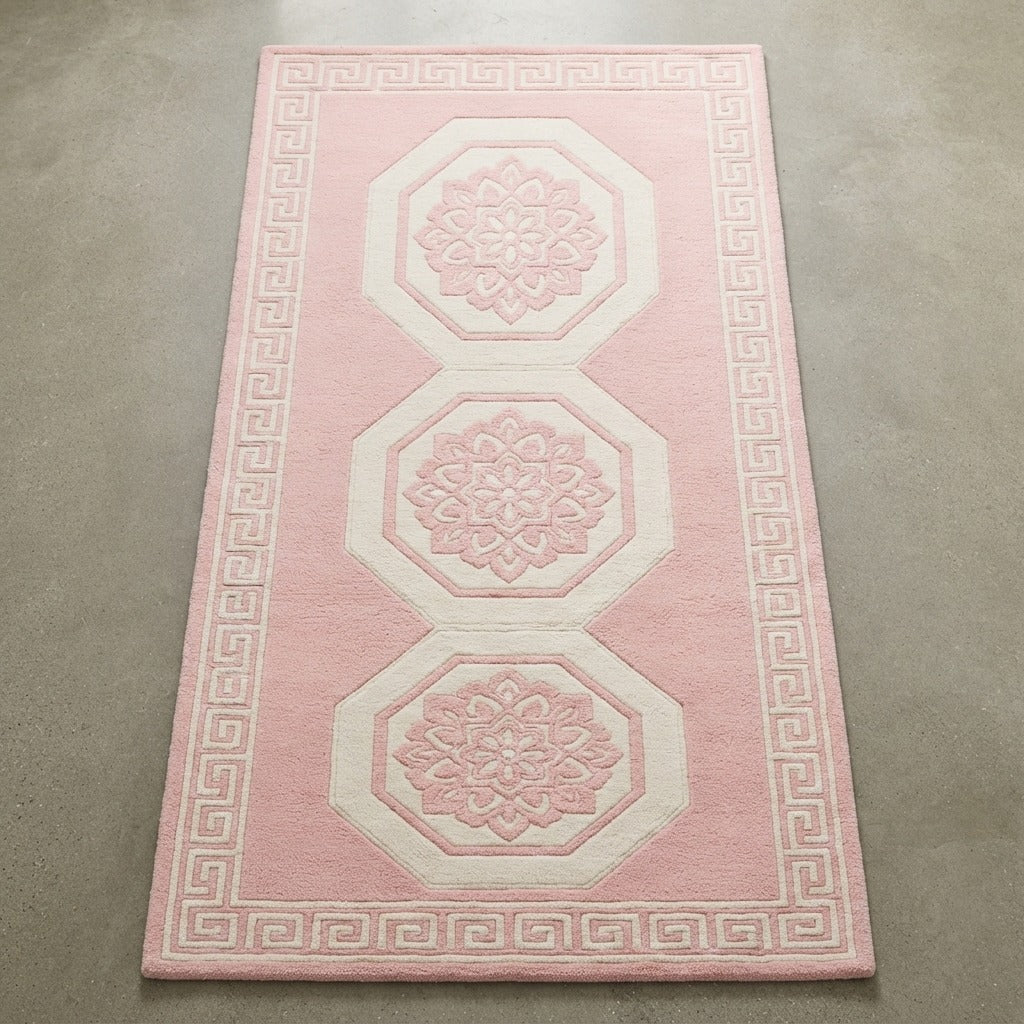 Petal Octagon Trio Hand Tufted Runner Rug - studio photo
