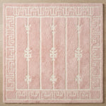 Petal Pagoda Pillars Square Hand Tufted Wool Rug - studio photo