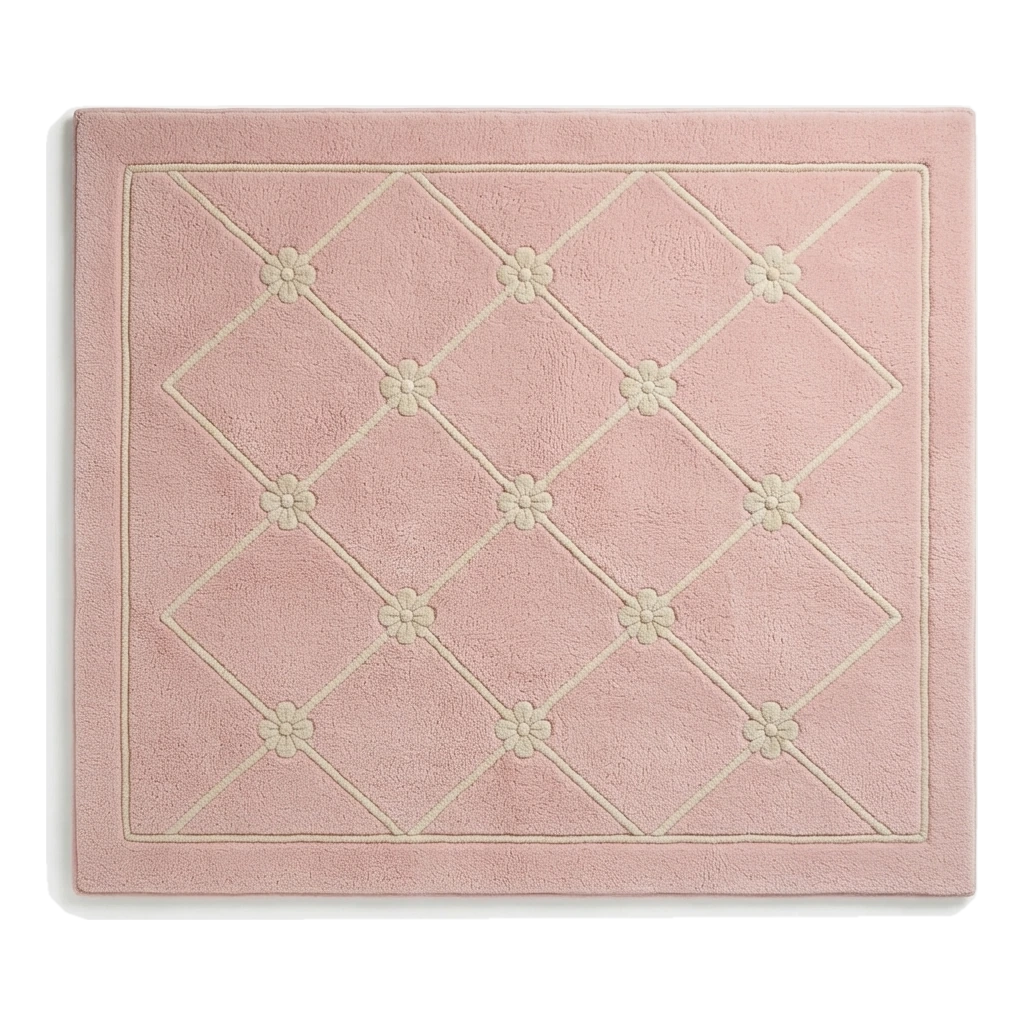 Petal Pink Trellis Hand Tufted Wool Rug - alternate view
