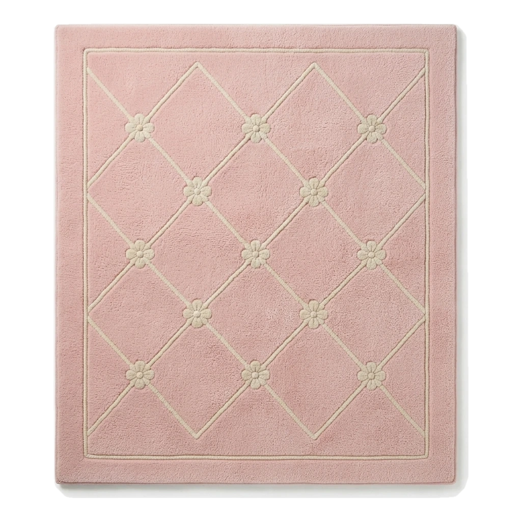 Petal Pink Trellis Hand Tufted Wool Rug