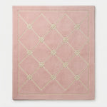 Petal Pink Trellis Hand Tufted Wool Rug - studio photo