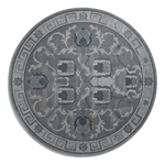 Pewter Key Garden Round Hand Tufted Wool Rug - alternate view