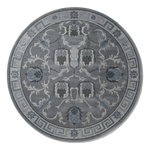Pewter Key Garden Round Hand Tufted Wool Rug