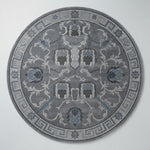 Pewter Key Garden Round Hand Tufted Wool Rug - studio photo