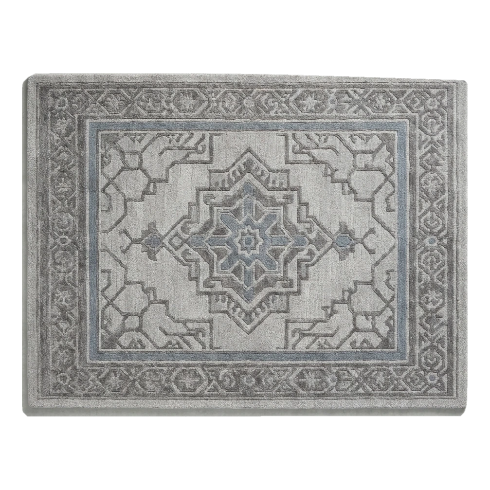 Pewter Labyrinth Crest Hand Tufted Wool Rug - alternate view