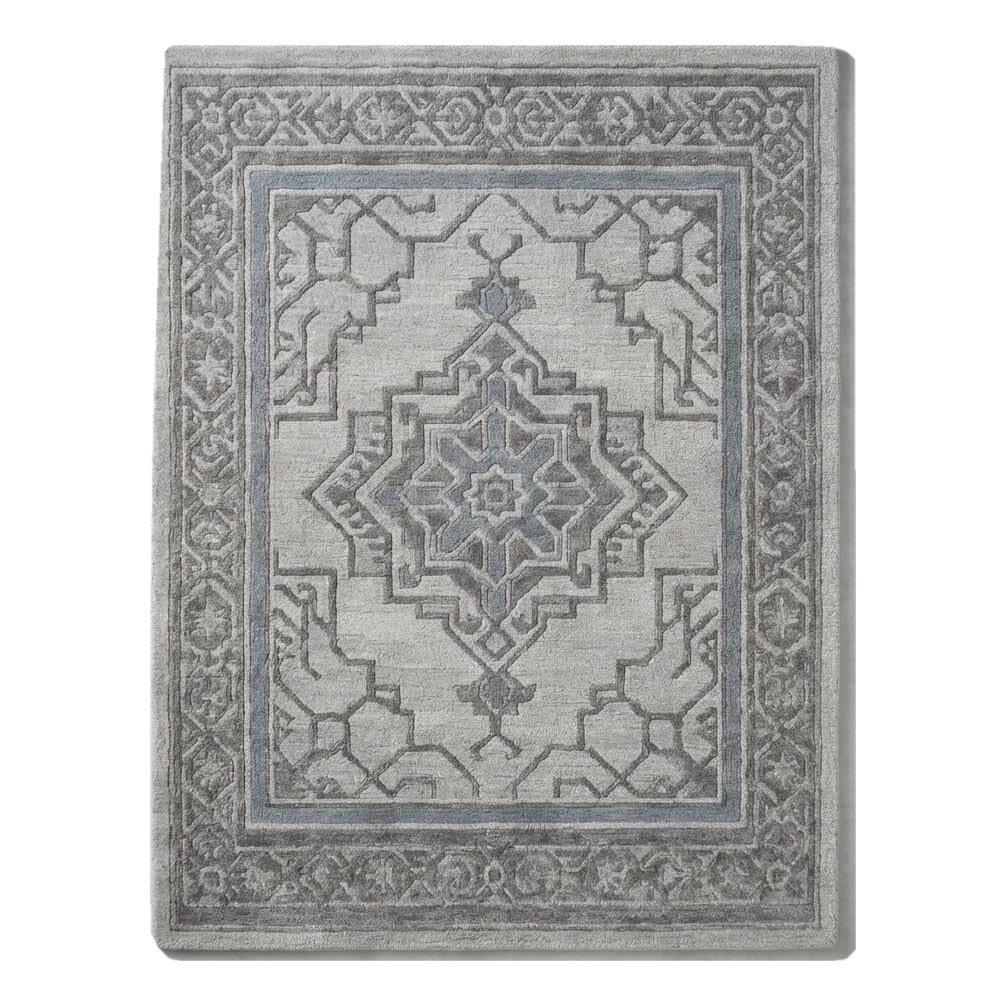 Pewter Labyrinth Crest Hand Tufted Wool Rug
