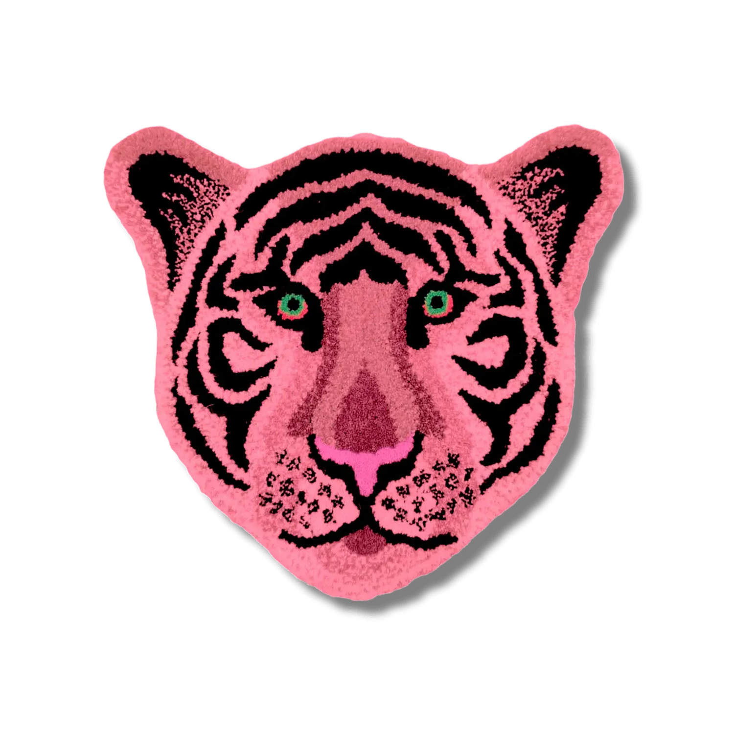 Pink Tiger Face Hand-Tufted Wool Accent Rug