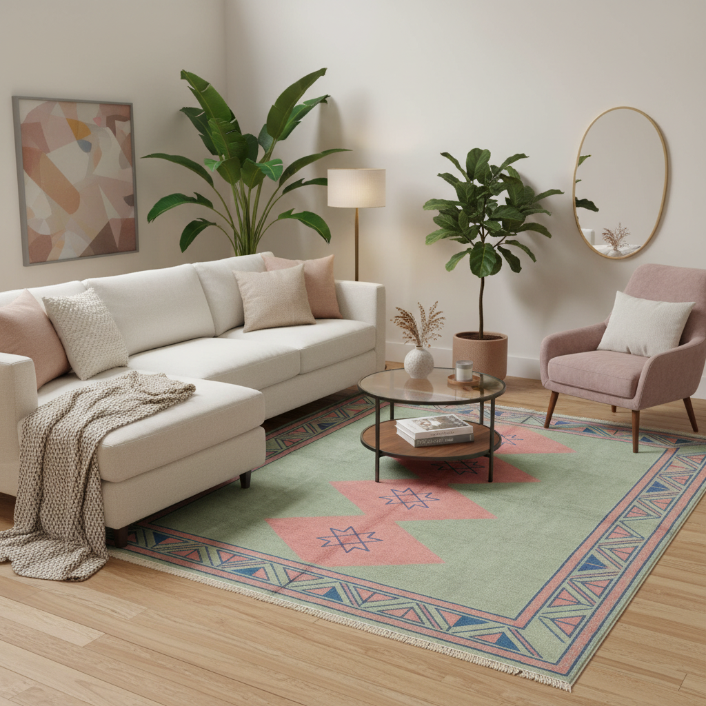 Pink Alignment Hand Knotted Wool Rug