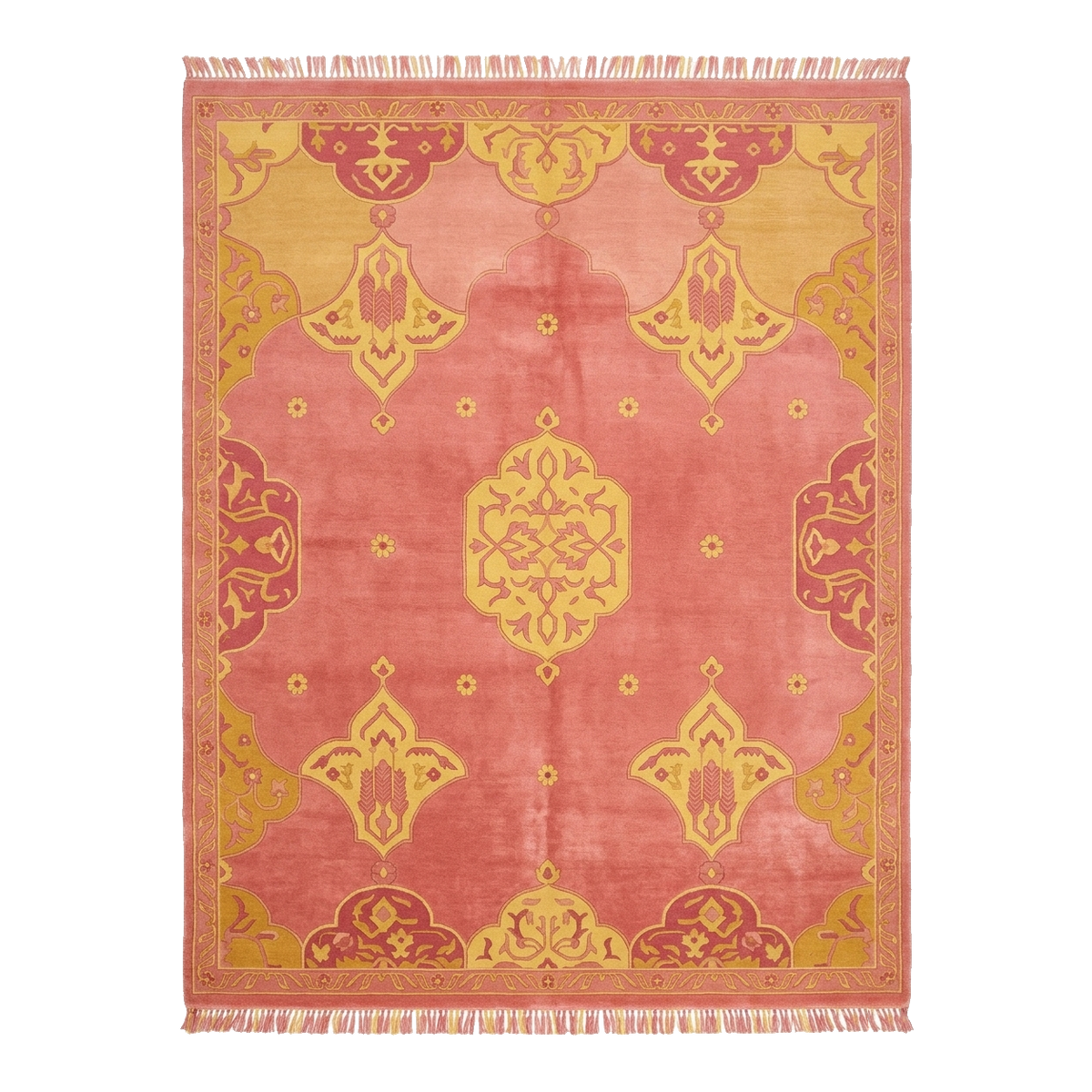 Pink Dynasty Damask Hand Knotted Rug