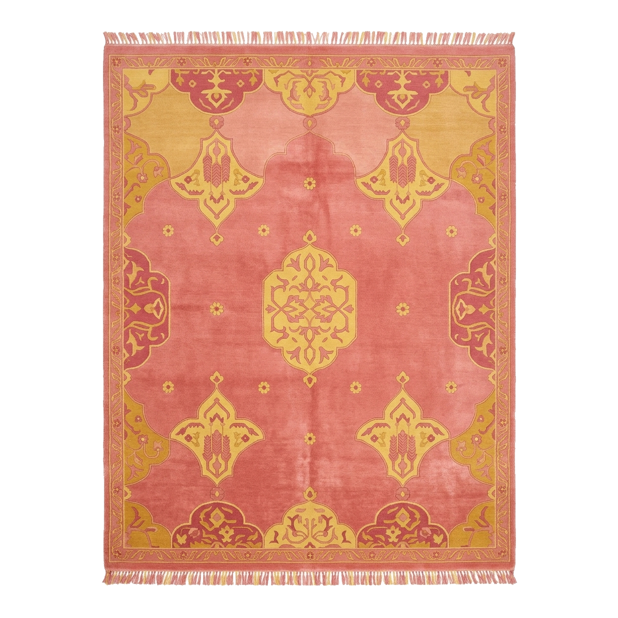Pink Dynasty Damask Hand Knotted Rug