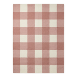 Pink Gingham Pattern Hand Tufted Wool Rug 