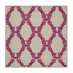Pink Leafy Vines Square Hand Tufted Wool Rug 