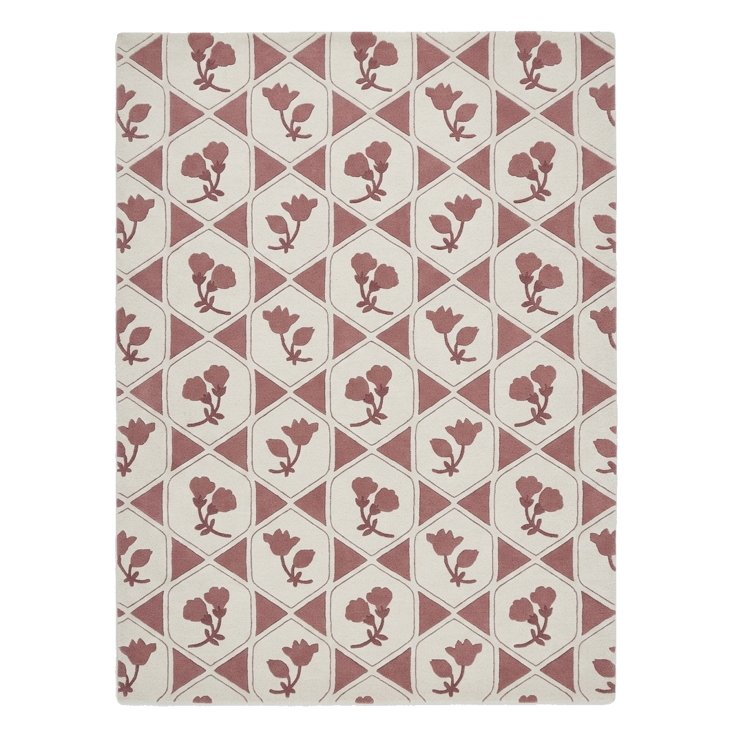 Pink Naive Floral Hand Tufted Wool Rug