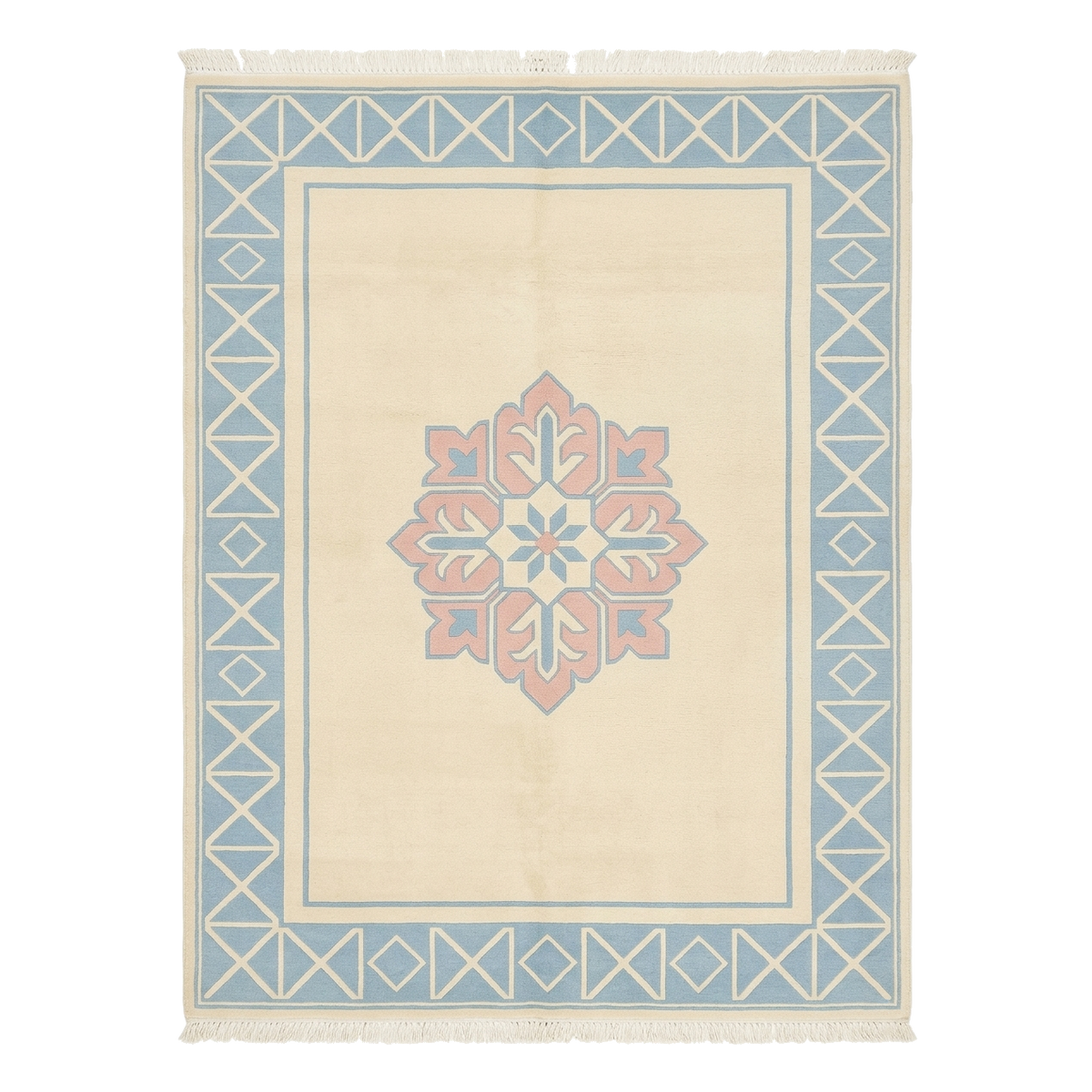 Pink & Blue Sovereign Star Hand Knotted Wool Rug