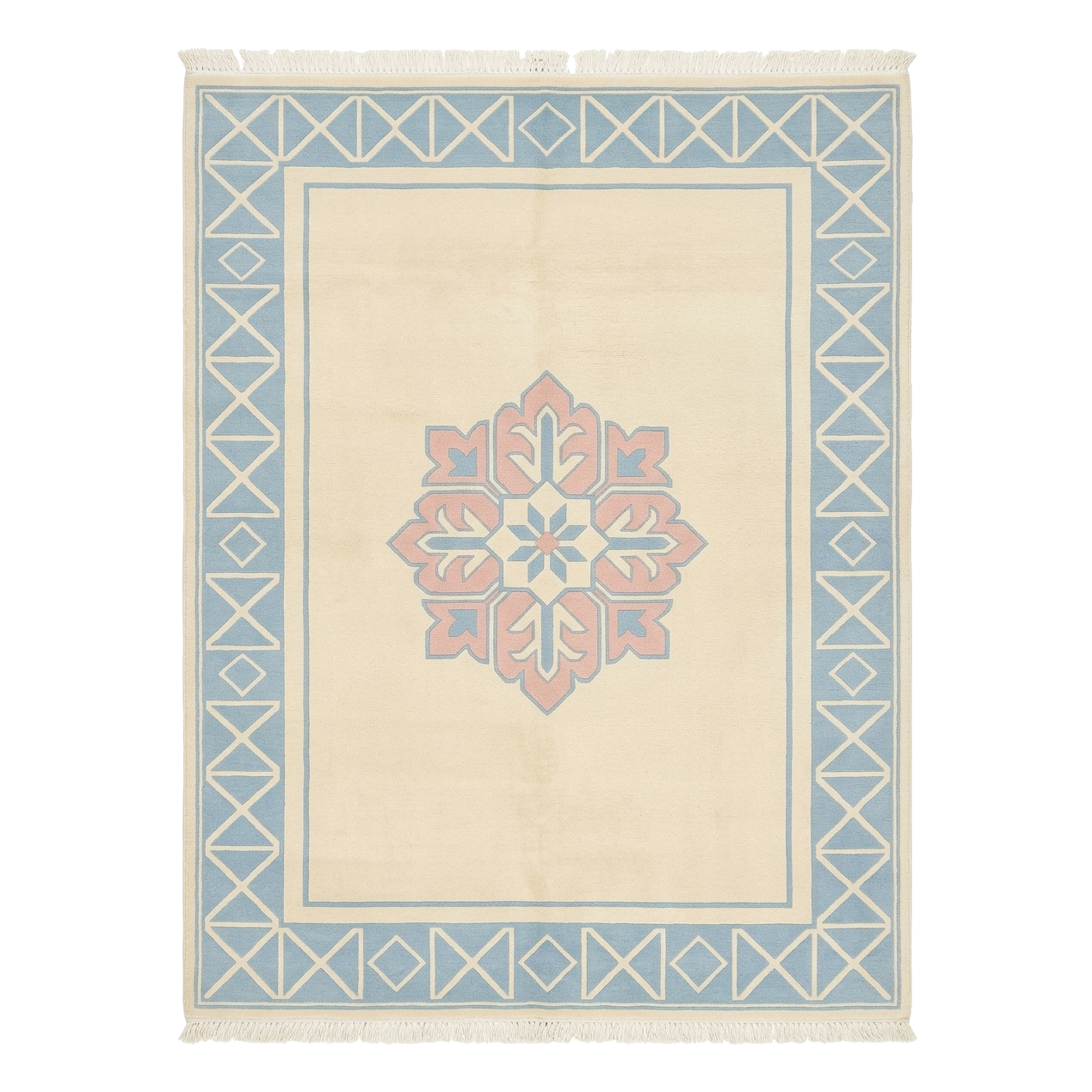 Pink & Blue Sovereign Star Hand Knotted Wool Rug