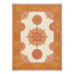 Pink and Yellow Floral Medallion Hand Tufted Wool Rug