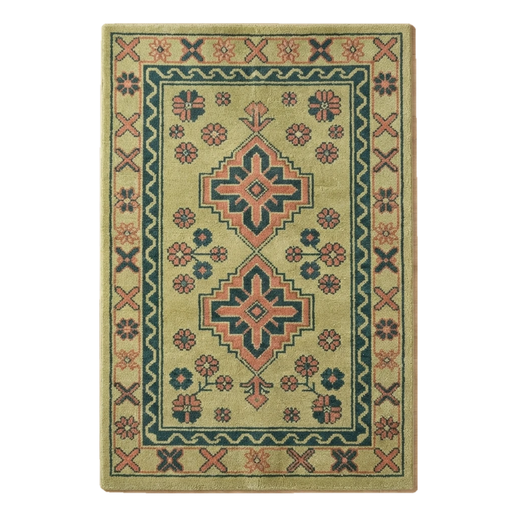 Pistachio Kazak Bloom Hand Tufted Wool Rug