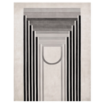 Abstract art rug with geometric shapes on a white background