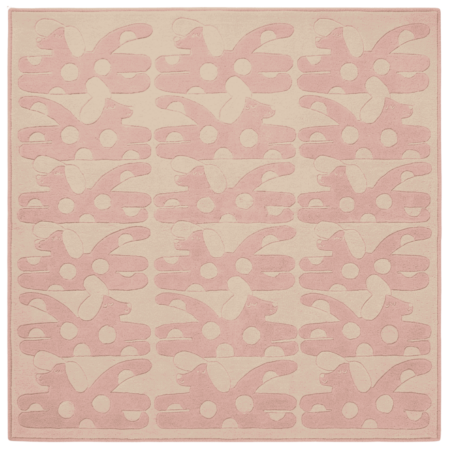 Playful Pink Puppy Tile Hand Tufted Wool Rug — Custom 6' × 8'