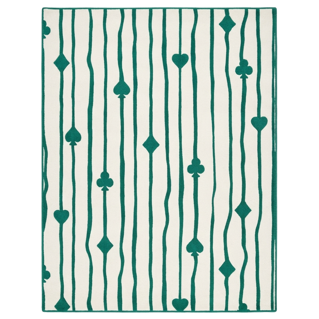 Playing Card Motif Hand Tufted Wool Rug 