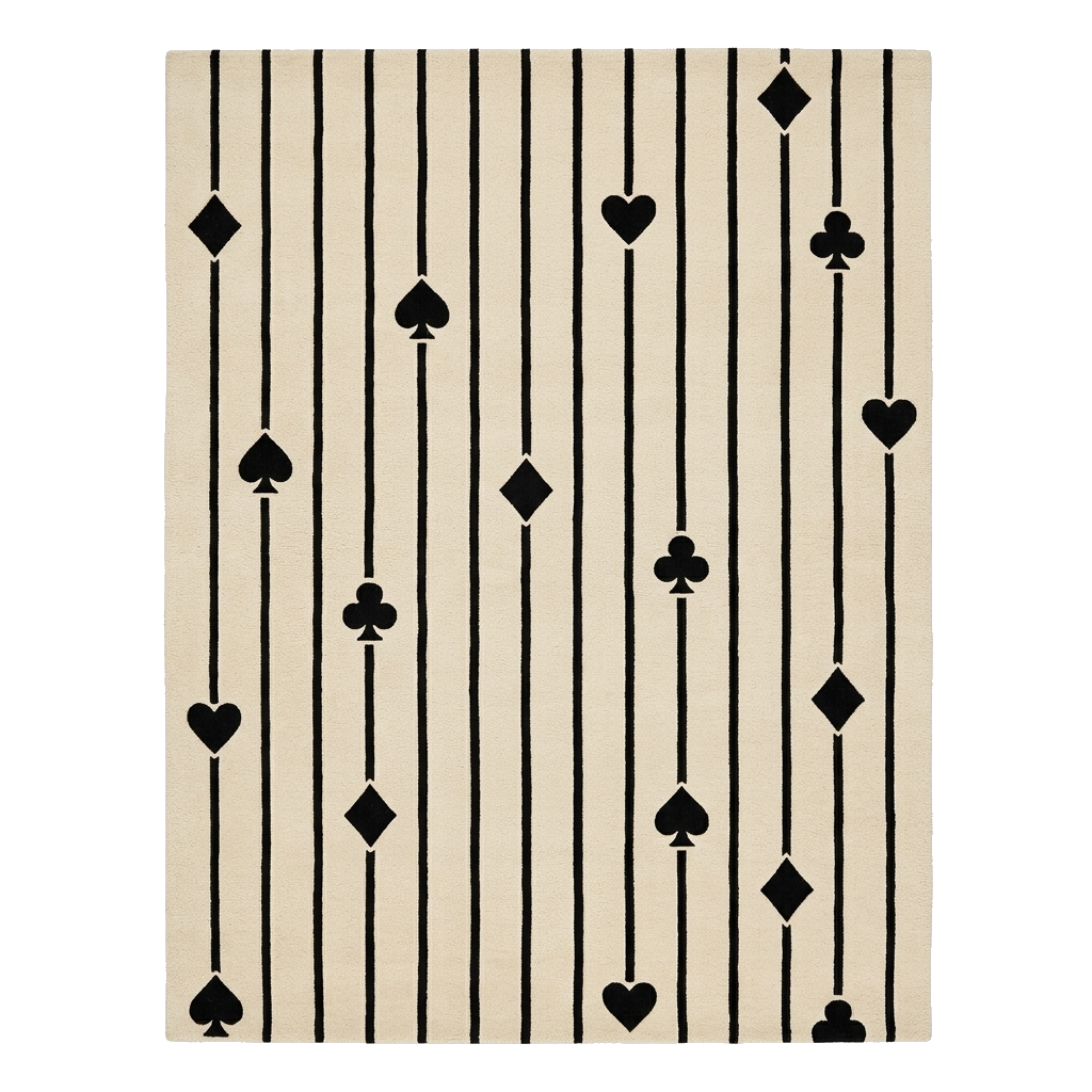 Playing Cards Motif Hand Tufted Wool Rug