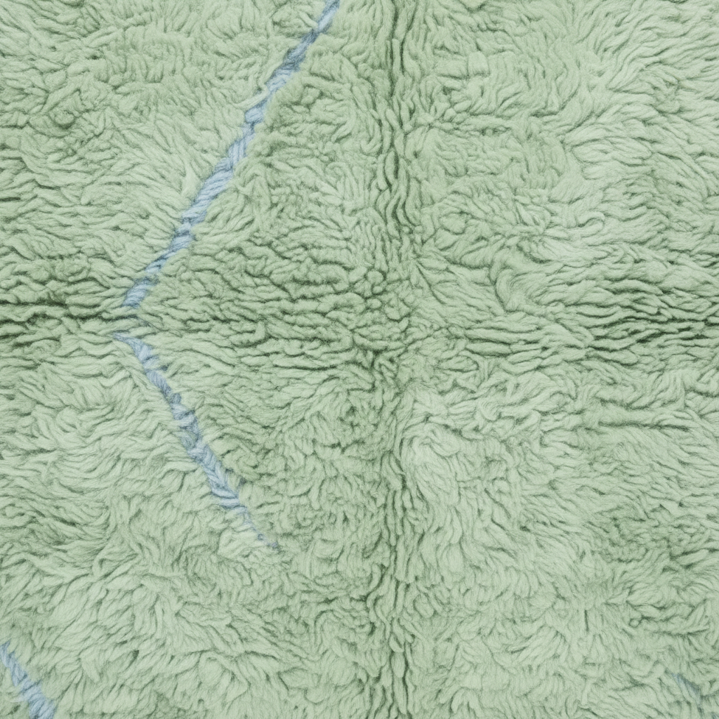 A close-up of a light sage green plush fleece blanket with a textured, looped surface and a subtle stitched geometric pattern.