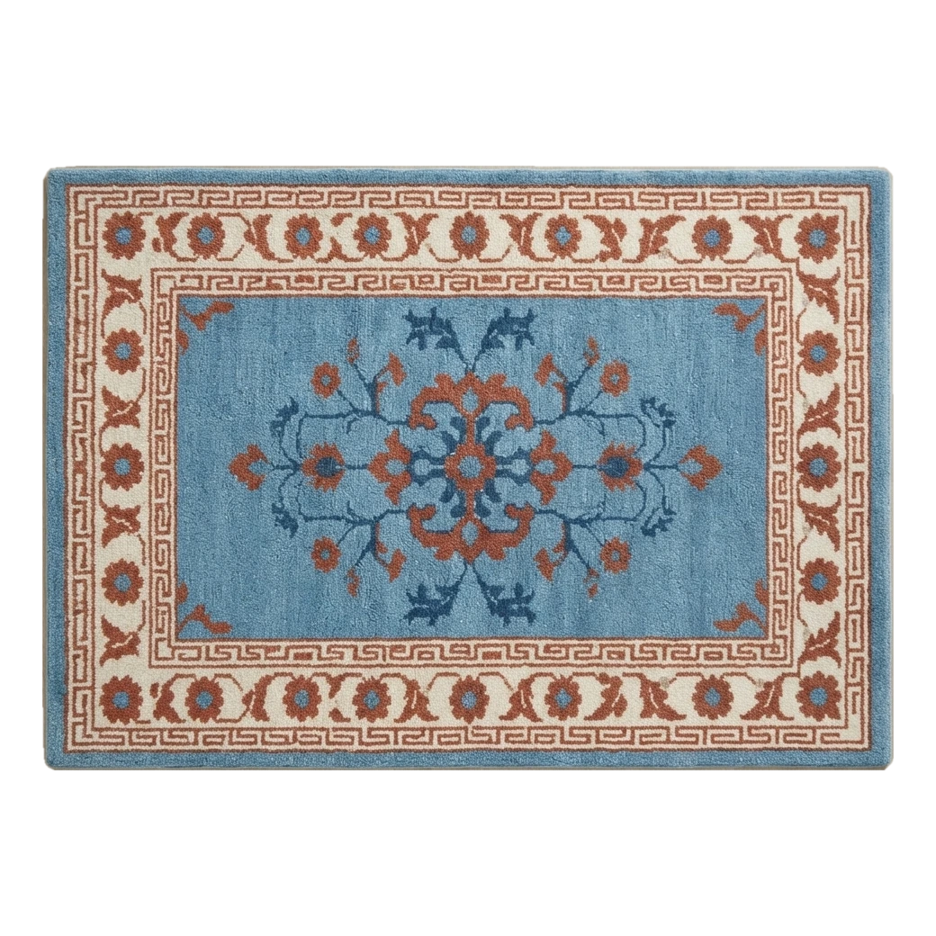 Porcelain Blue Blossom Hand Tufted Wool Rug - alternate view