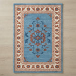 Porcelain Blue Blossom Hand Tufted Wool Rug - studio photo