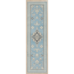 Powder Blue Fret Path Hand Tufted Runner Rug - studio photo