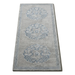 Powder Blue Peacock Rounds Hand Tufted Runner Rug