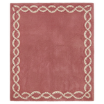 Rectangle Chain Border hand-tufted wool rug swatch in dusty rose with a cream chain-link border