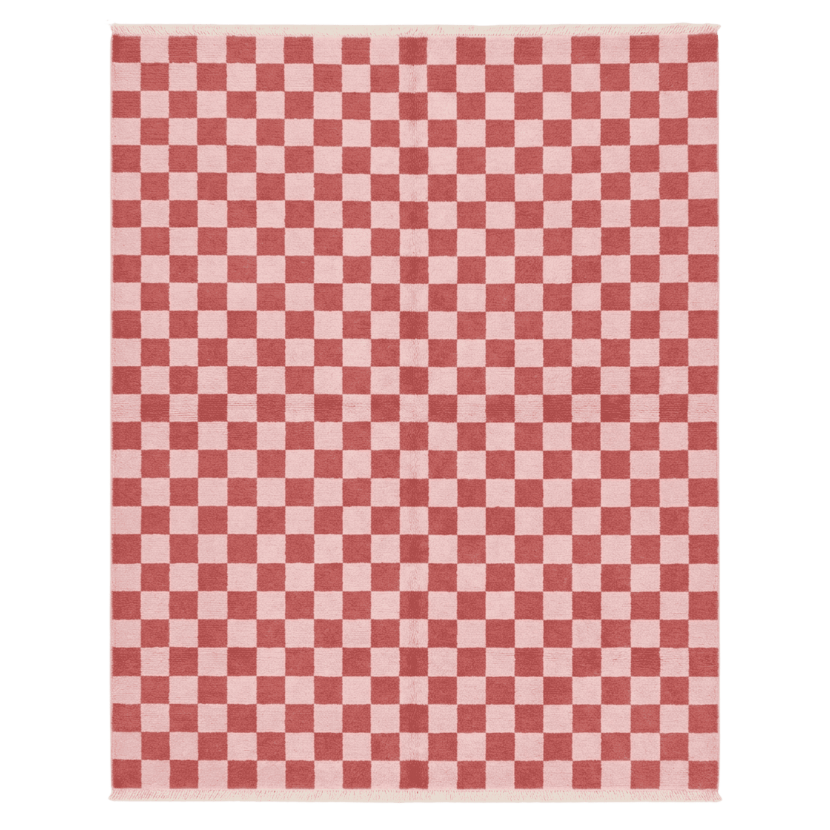 Red Checker Hand Knotted Rug