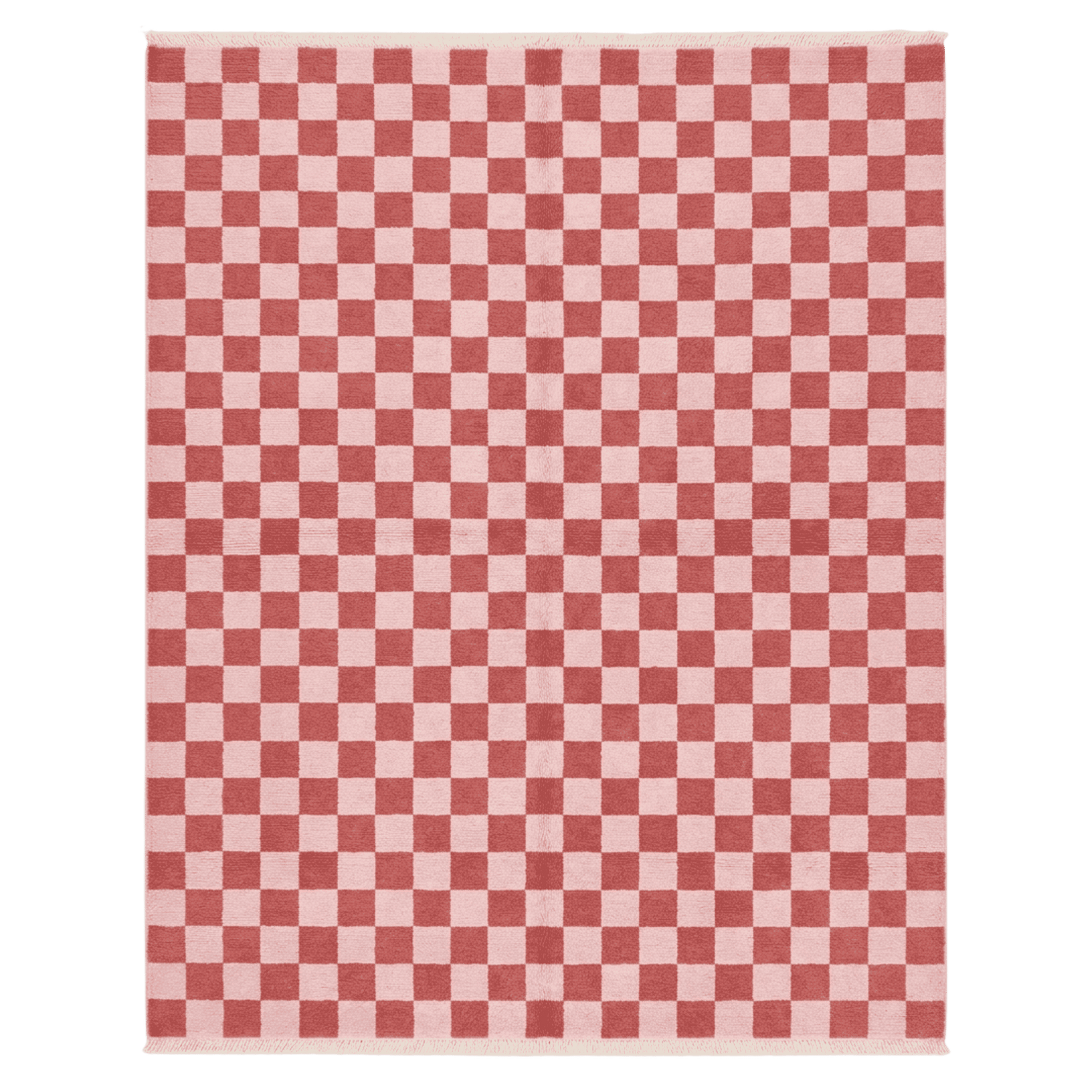 Red Checker Hand Knotted Rug