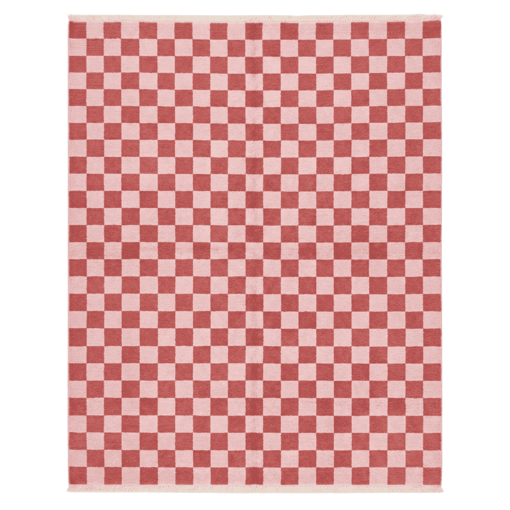 Red Checker Hand Knotted Rug