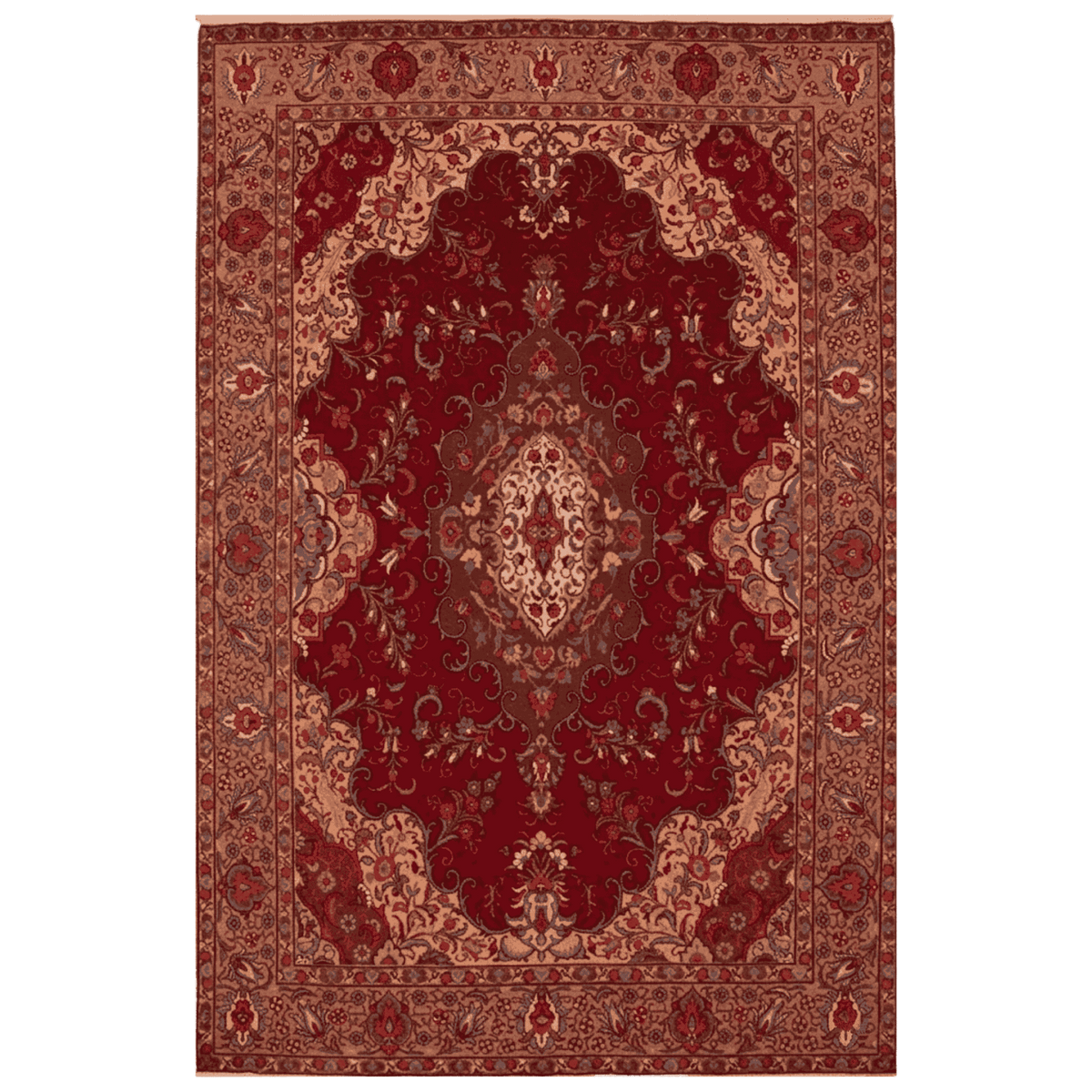 Regal Crimson Medallion Hand Knotted Rug