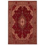 Regal Crimson Medallion Hand Knotted Rug