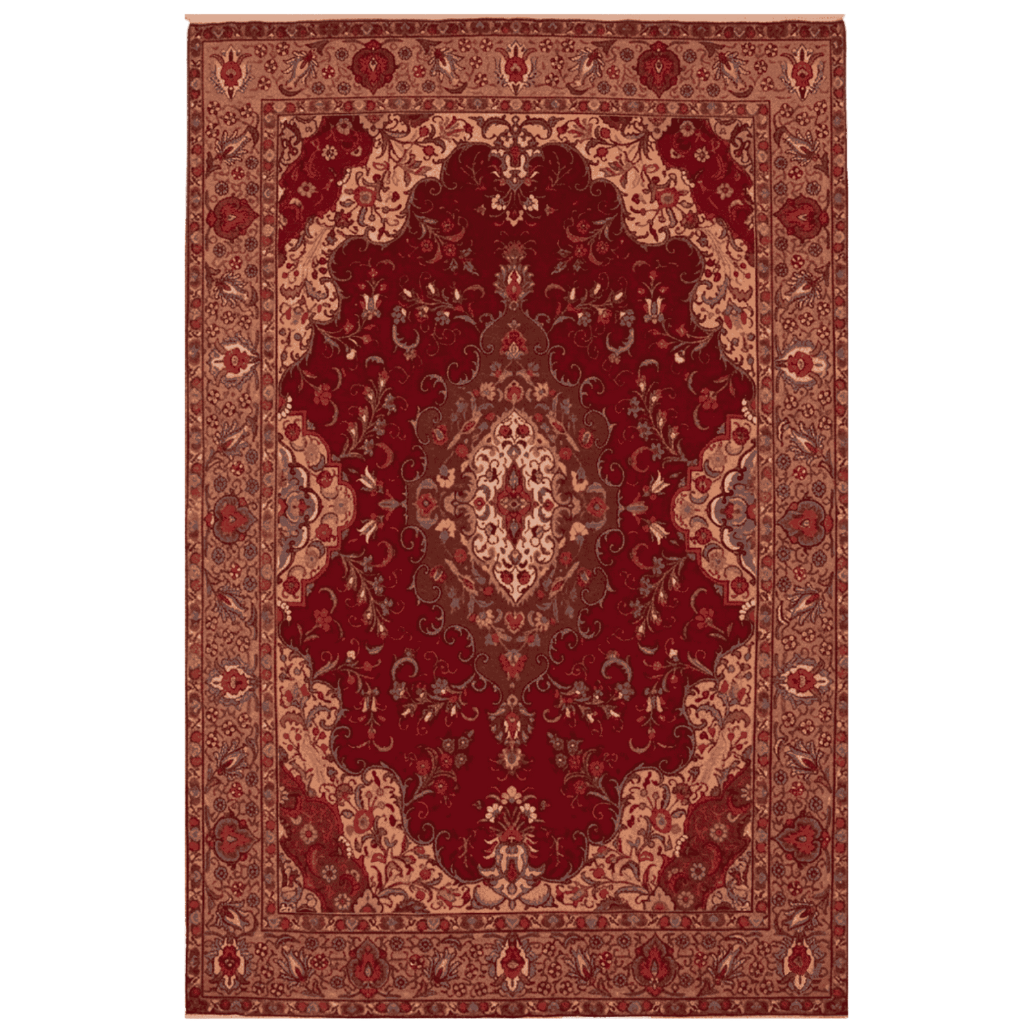 Regal Crimson Medallion Hand Knotted Rug