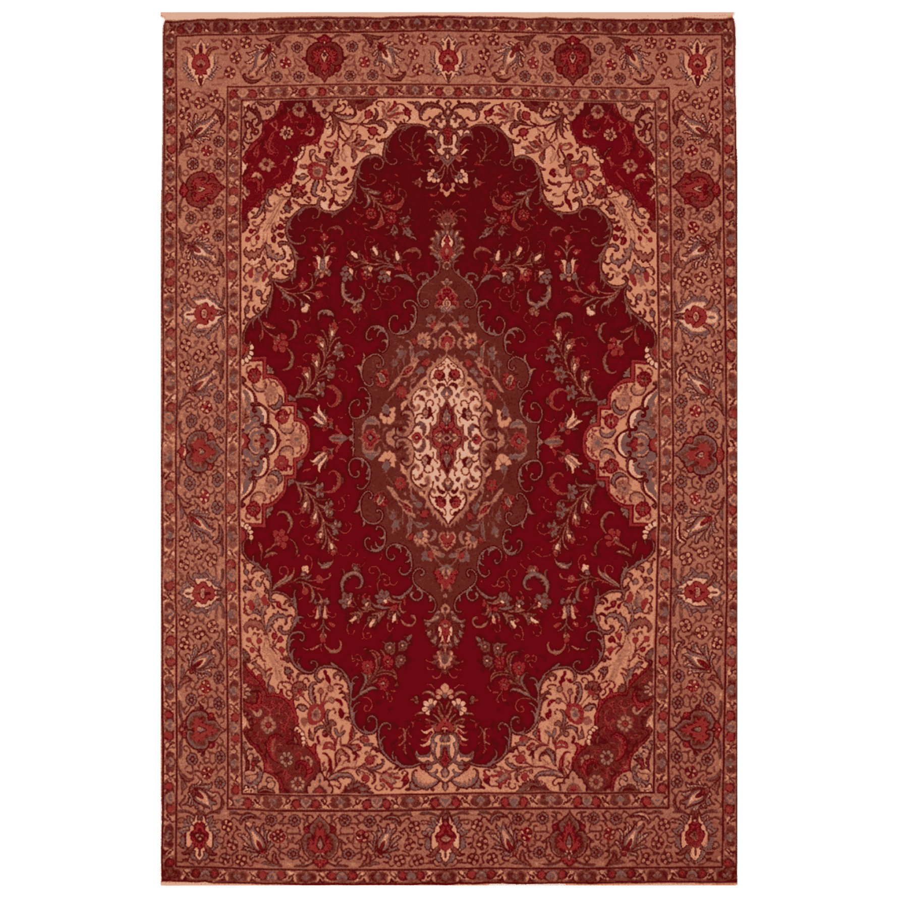 Regal Crimson Medallion Hand Knotted Rug