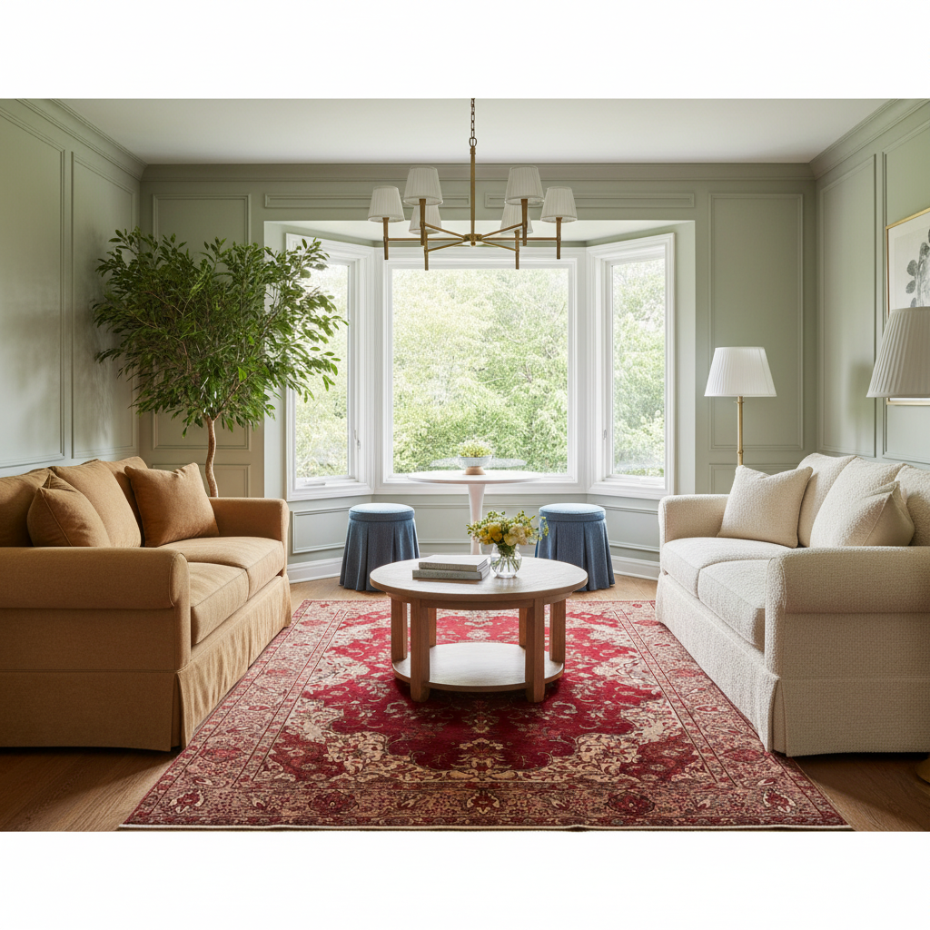 Regal Crimson Medallion Hand Knotted Rug