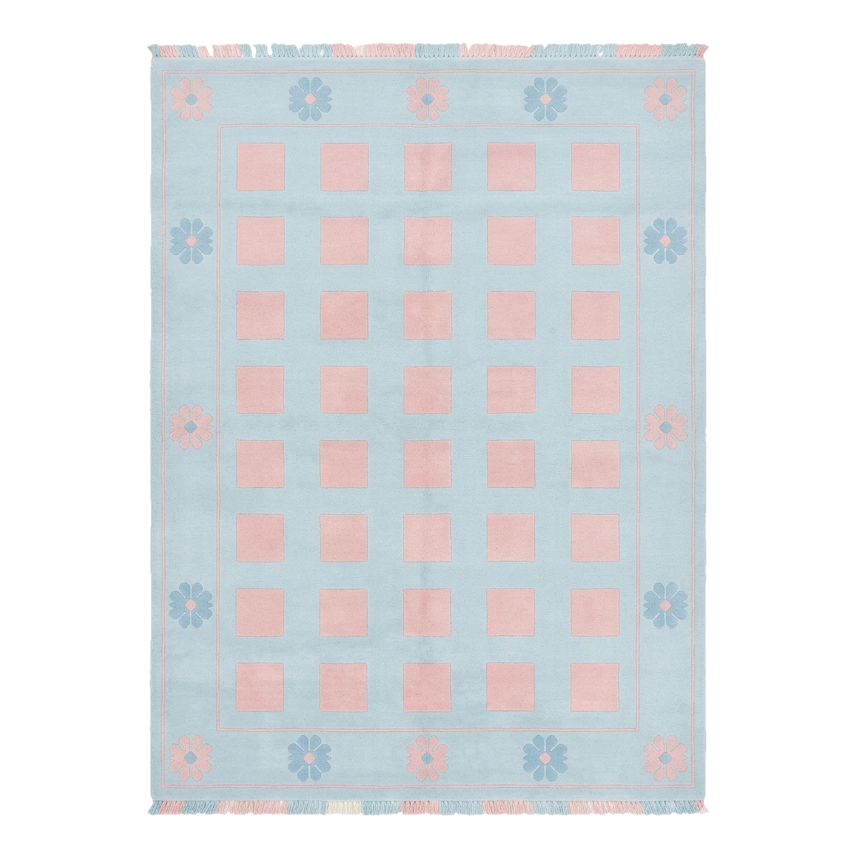 Retro Grid Hand Knotted Rug