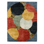 Retro Tiger Print and Pops Hand Tufted Wool Rug 