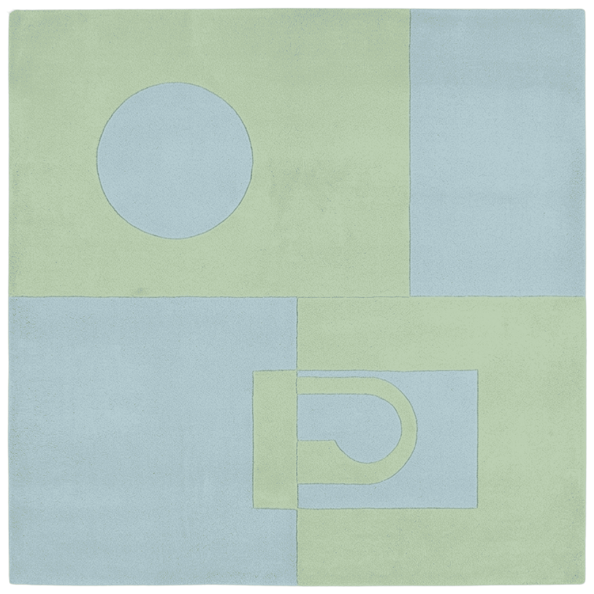 Geometric design with shapes on a green and blue background