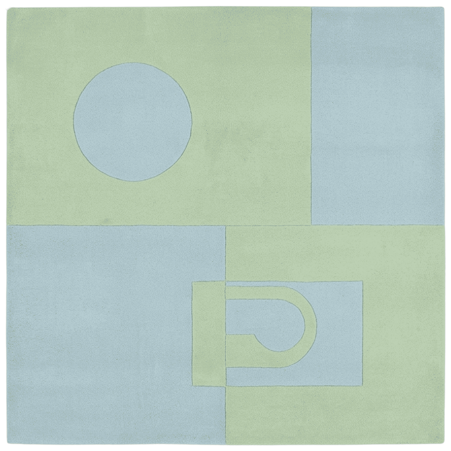 Geometric design with shapes on a green and blue background